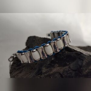 NWT Lia Sophia "Entwine" White Blue and Silver Bracelet